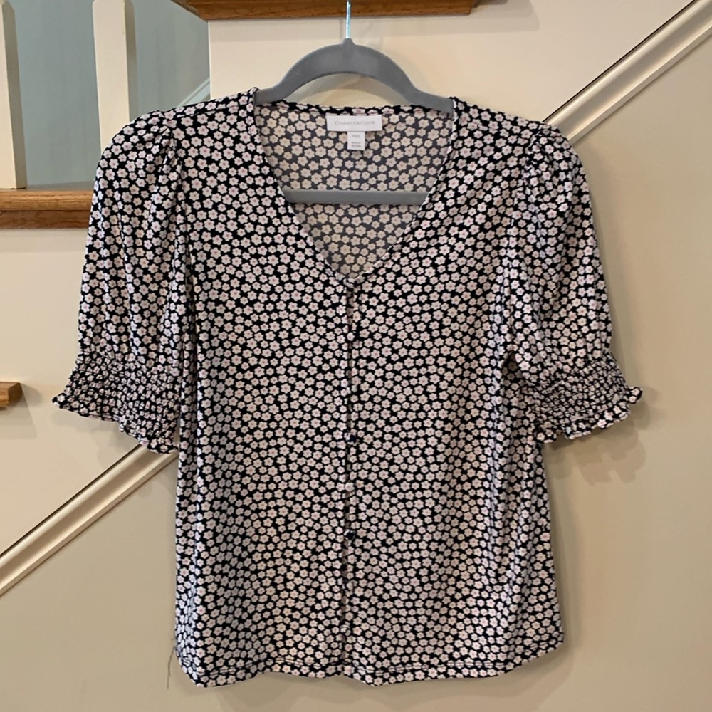 Very pretty charter club silky blouse pleated sleeves Size PXXS